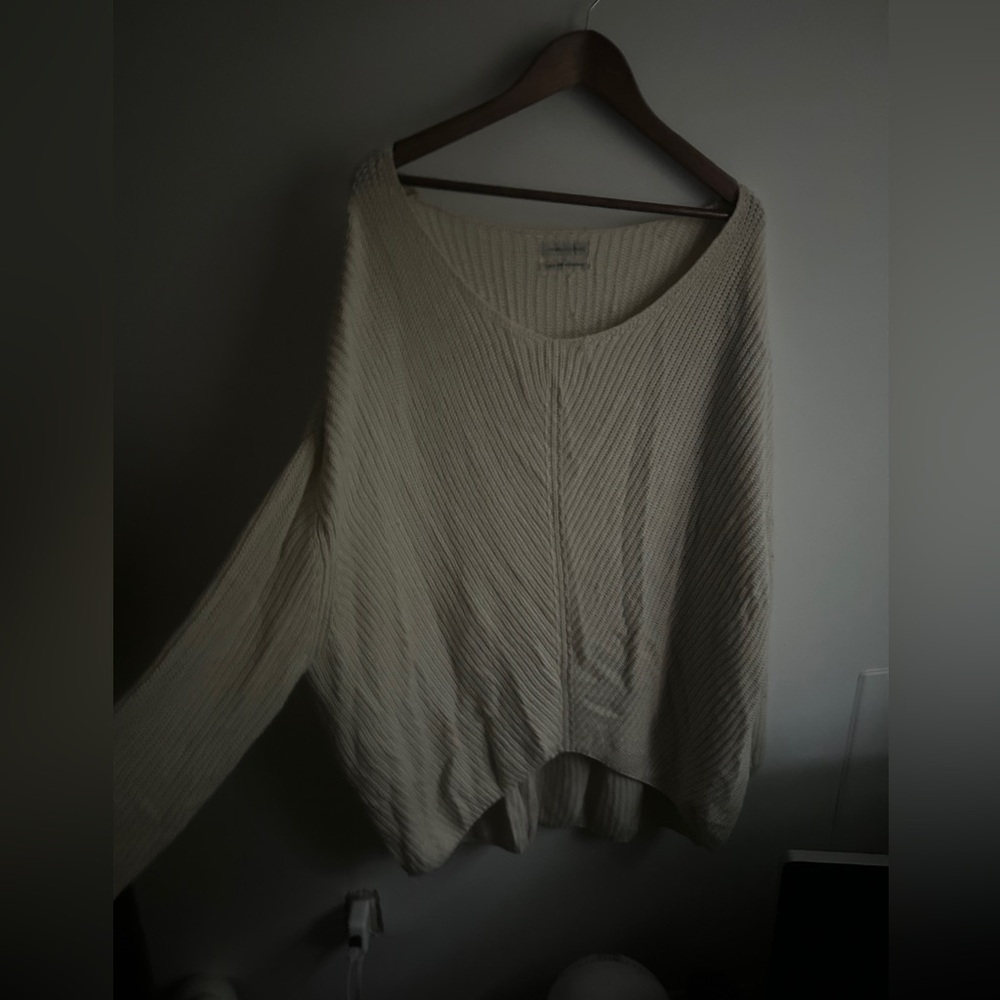 Urban Outfitters Cream Oversized Scoop Neck Sweater